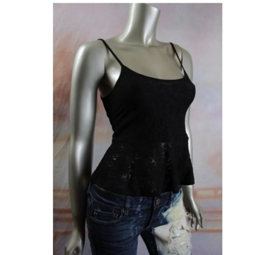 NWT MINKPINK Rosemary Peplum Black Stretch Lace Camisole Top XS